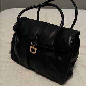 Salvatore Ferragamo Black Leather Gancini Purse Good Used Condition
